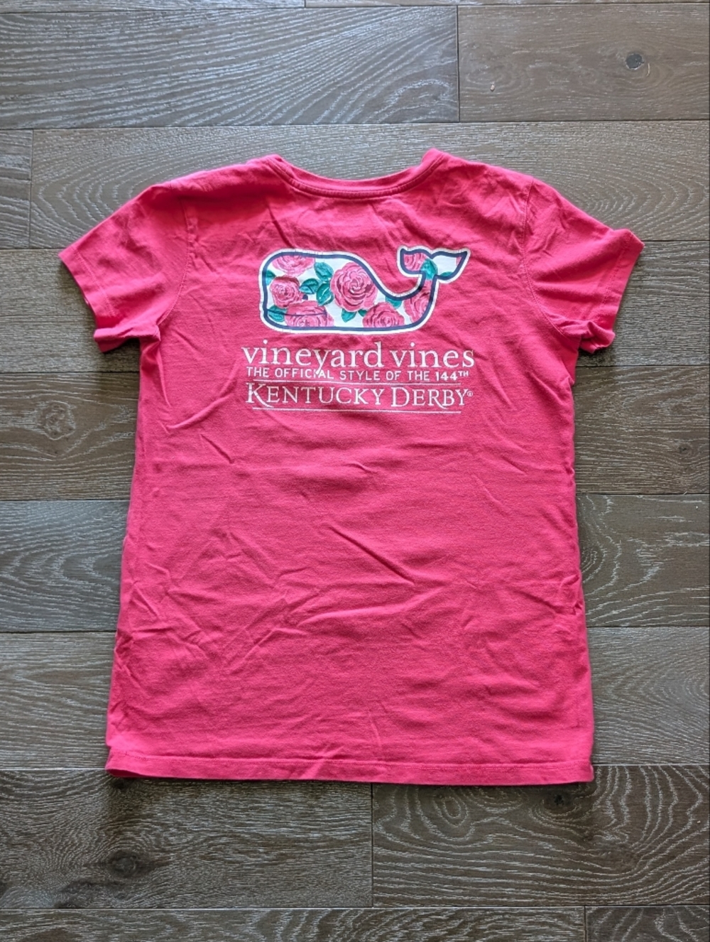 Vineyard Vines Kids Pink Kentucky Derby Whale Short Sleeve Tee Size XL